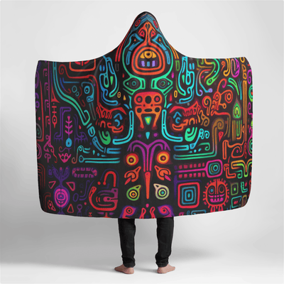 FESTIE VIBES Large Plush Hooded Blanket 60x80 Electro Threads