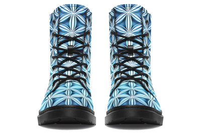 Flower Life Igloo Blue Combat Boots Boots Electro Threads