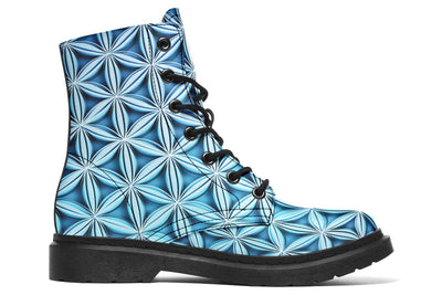 Flower Life Igloo Blue Combat Boots Boots Electro Threads