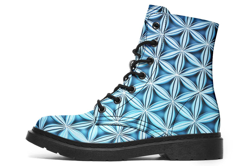 Flower Life Igloo Blue Combat Boots Boots Electro Threads 