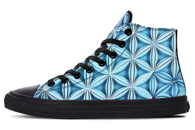 Flower Life Igloo Blue High Top Shoes Hightops Electro Threads Women's Hightops Black Sole US 5 / EU35.5