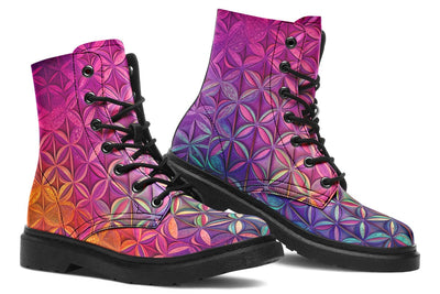 Flower Life Magenta Combat Boots Boots Electro Threads