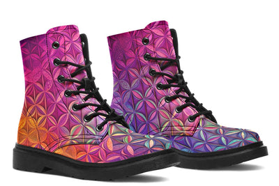 Flower Life Magenta Combat Boots Boots Electro Threads