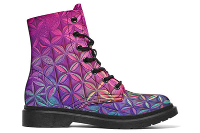 Flower Life Magenta Combat Boots Boots Electro Threads