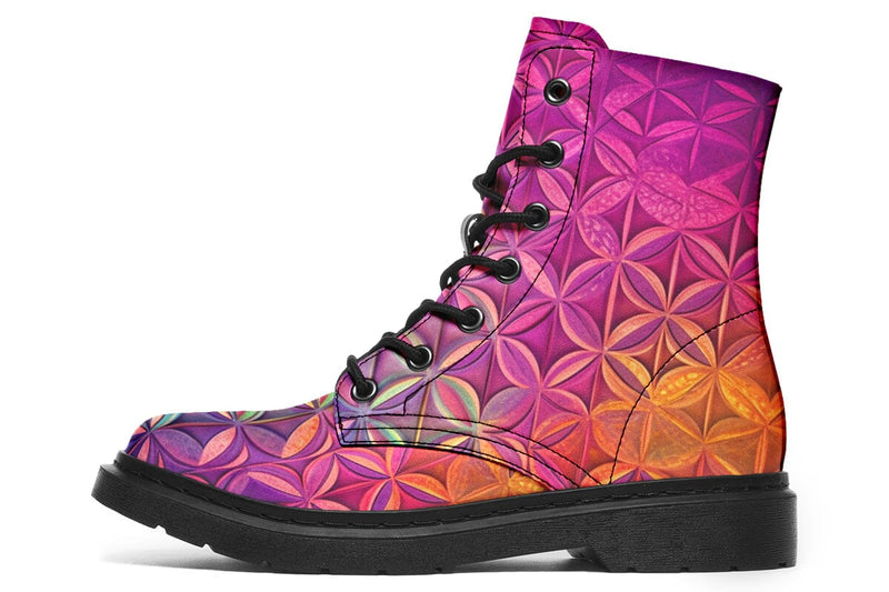 Flower Life Magenta Combat Boots Boots Electro Threads 