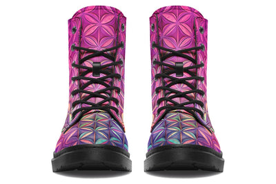 Flower Life Magenta Combat Boots Boots Electro Threads