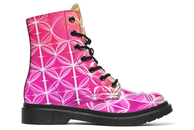 Flower Life Pink Sherbert Combat Boots Boots Electro Threads