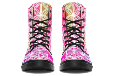 Flower Life Pink Sherbert Combat Boots Boots Electro Threads