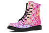 Flower Life Pink Sherbert Combat Boots Boots Electro Threads