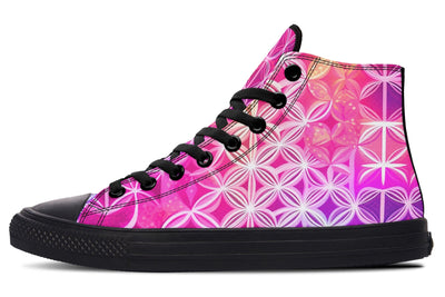 Flower Life Pink Sherbert High Top Shoes Hightops Electro Threads Women's Hightops Black Sole US 5 / EU35.5