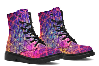 Flower Life Purp Combat Boots Boots Electro Threads