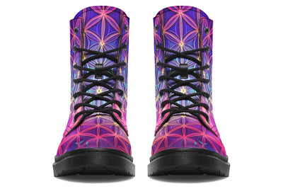 Flower Life Purp Combat Boots Boots Electro Threads