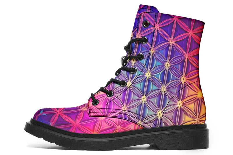 Flower Life Purp Combat Boots Boots Electro Threads 