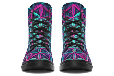 Flower Life Vibes Combat Boots Boots Electro Threads