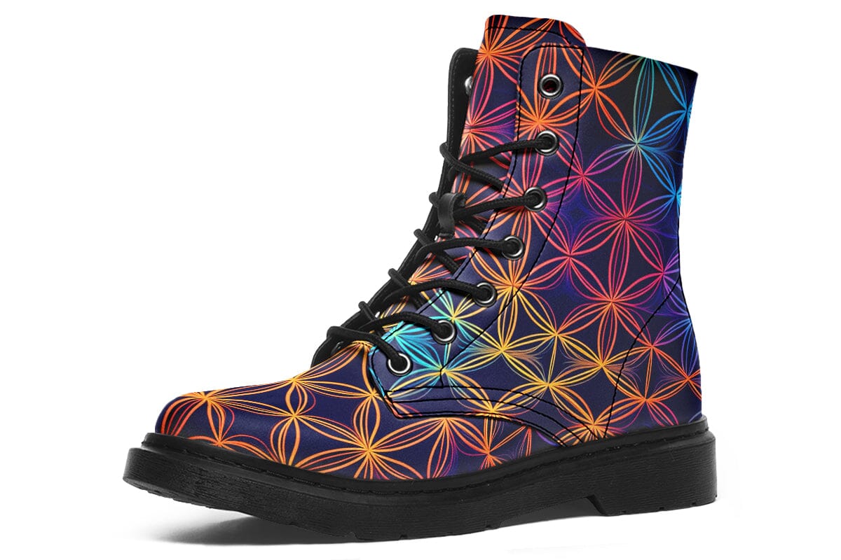 Flower Of Life Combat Boots Boots Electro Threads 