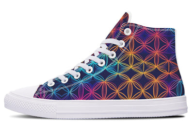 Flower Of Life High Top Shoes Hightops Electro Threads Women's Hightops White Sole US 5 / EU35.5