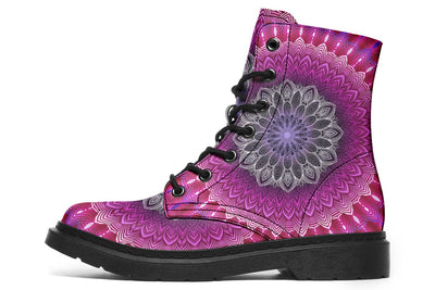 Glowing Mandala Combat Boots Boots YWF Women's Boots Black Sole US 4.5 / EU35