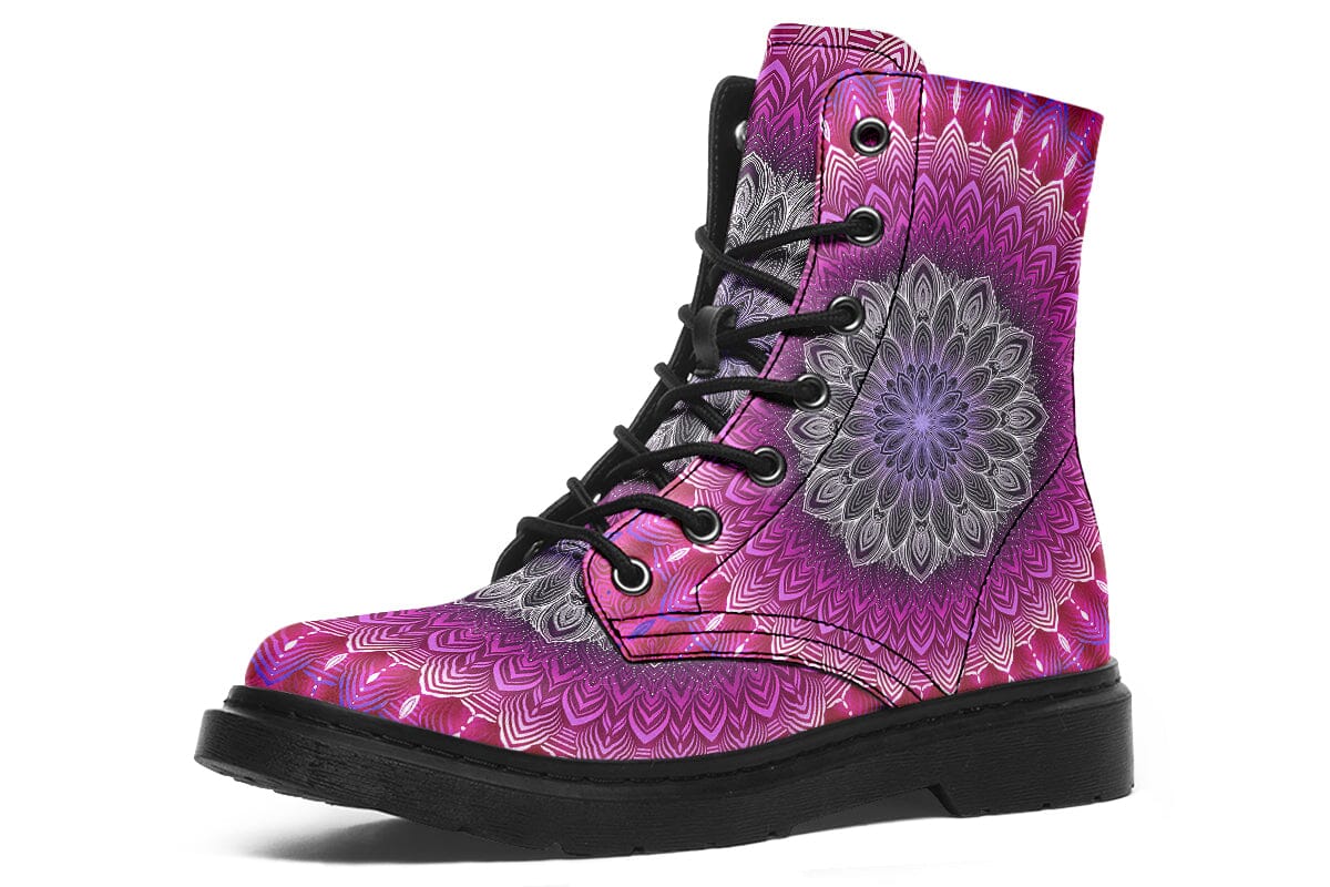 Glowing Mandala Combat Boots Boots YWF 