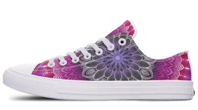 Glowing Mandala Low Top Shoes Lowtops Electro Threads Women's Lowtops White Sole US 5 / EU35.5