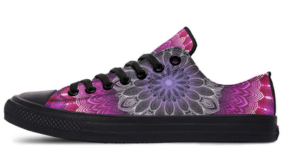 Glowing Mandala Low Top Shoes Lowtops Electro Threads Women's Lowtops Black Sole US 5 / EU35.5