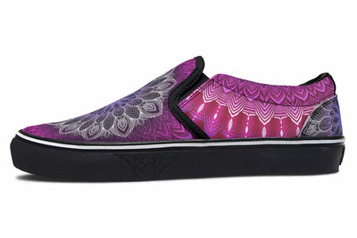 Glowing Mandala Slip on Shoes Slipons YWF Women's Slip On Black Sole US 6 / EU36