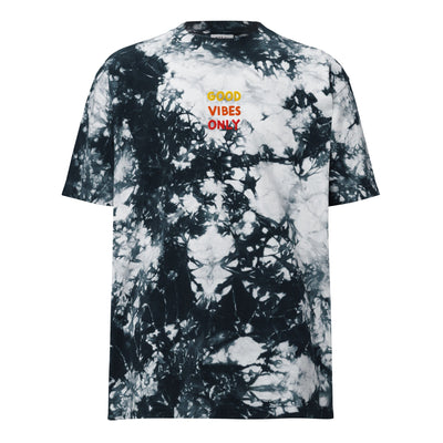 GOOD VIBES ONLY Oversized tie-dye t-shirt Electro Threads Black / White S