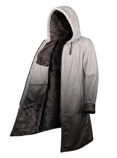 Grey Ombré Cyber Cloak Hooded pullover Electro Threads Long Sleeve XXS Black Sherpa