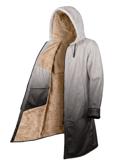 Grey Ombré Cyber Cloak Hooded pullover Electro Threads Long Sleeve XXS Tan Sherpa