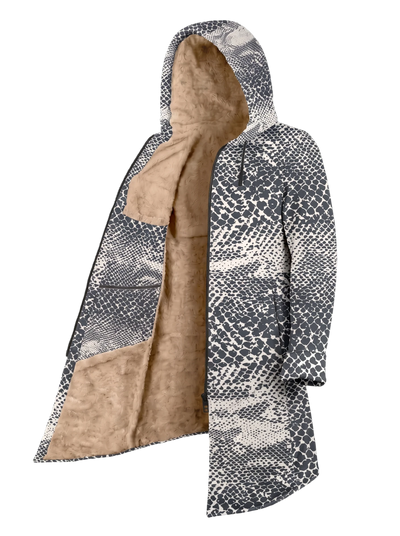 Grey Snake Cyber Cloak Hooded pullover Electro Threads Long Sleeve XXS Tan Sherpa