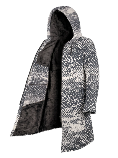 Grey Snake Cyber Cloak Hooded pullover Electro Threads Long Sleeve XXS Black Sherpa