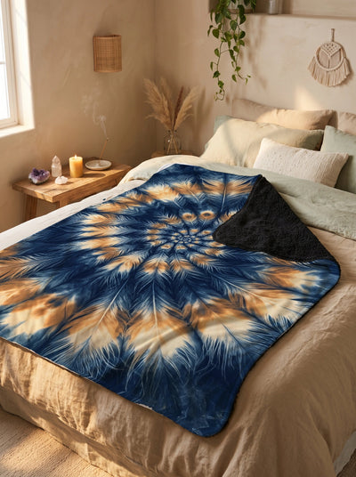 Indigo Feather Spiral Blanket Blanket Electro Threads
