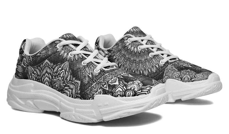 Mandala Bloom Chunky Shoes Chunkysneakers Electro Threads Women's Chunky Sneakers White Sole US 5.5 / EU36