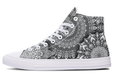 Mandala Bloom High Top Shoes Hightops YWF Women's Hightops White Sole US 5 / EU35.5