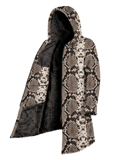Natural Snake Cyber Cloak Hooded pullover Electro Threads Long Sleeve XXS Black Sherpa