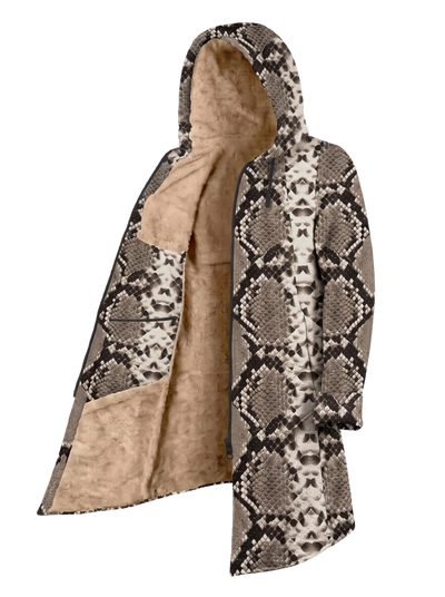 Natural Snake Cyber Cloak Hooded pullover Electro Threads Long Sleeve XXS Tan Sherpa
