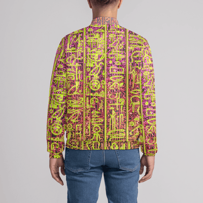 NEON GLYPHS 2 Mens Bomber Jacket Electro Threads