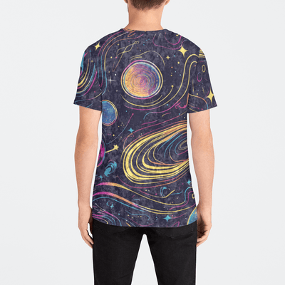 NEON SWIRLY SPACE MENS CREW Mens Velvet Tee Electro Threads