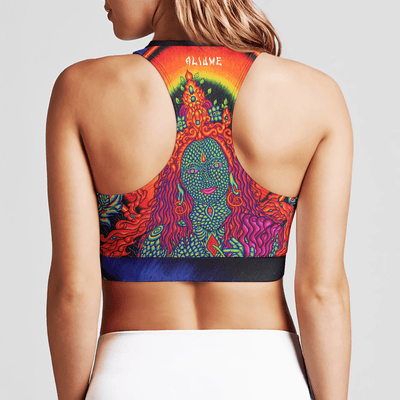 NEON UNIVERSAL TARA ALIUME ART Womens Zipup Sports Bra Electro Threads