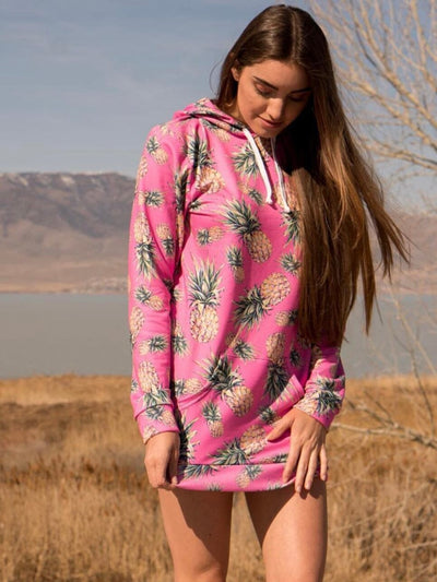 Pink Pineapple Hooded Dress Hoodie Dress T6