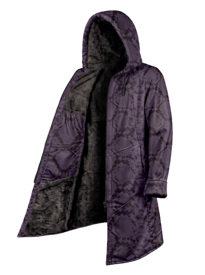 Purple Snake Cyber Cloak Hooded pullover Electro Threads Long Sleeve XXS Black Sherpa