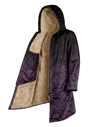 Purple Snake Ombré Cyber Cloak Hooded pullover Electro Threads Long Sleeve XXS Tan Sherpa