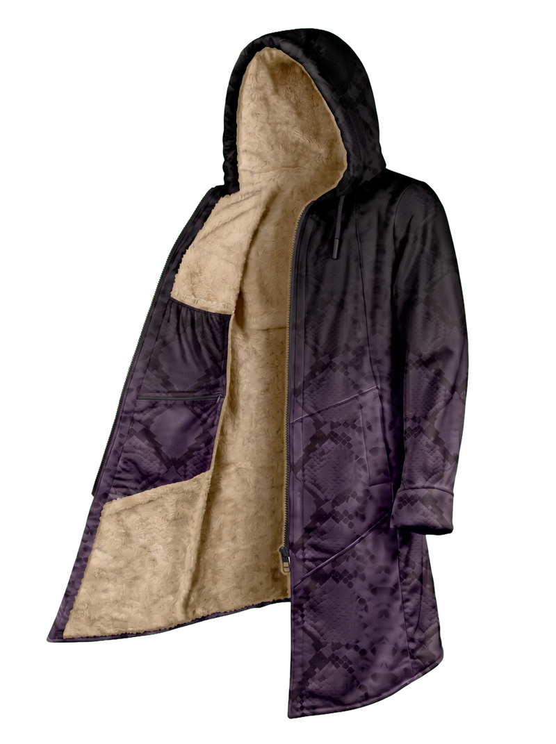 Purple Snake Ombré Cyber Cloak Hooded pullover Electro Threads Long Sleeve XXS Black Sherpa