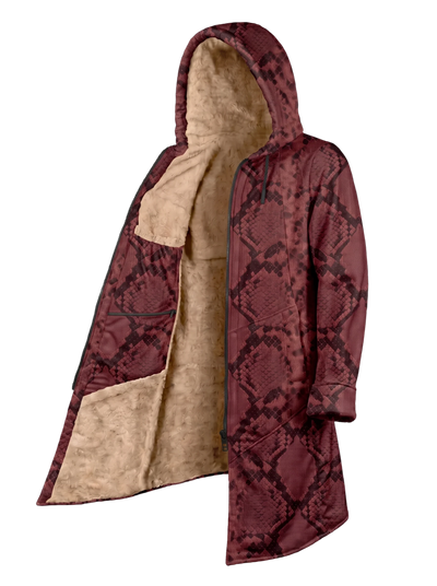 Red Snake Cyber Cloak Hooded pullover Electro Threads Long Sleeve XXS Tan Sherpa