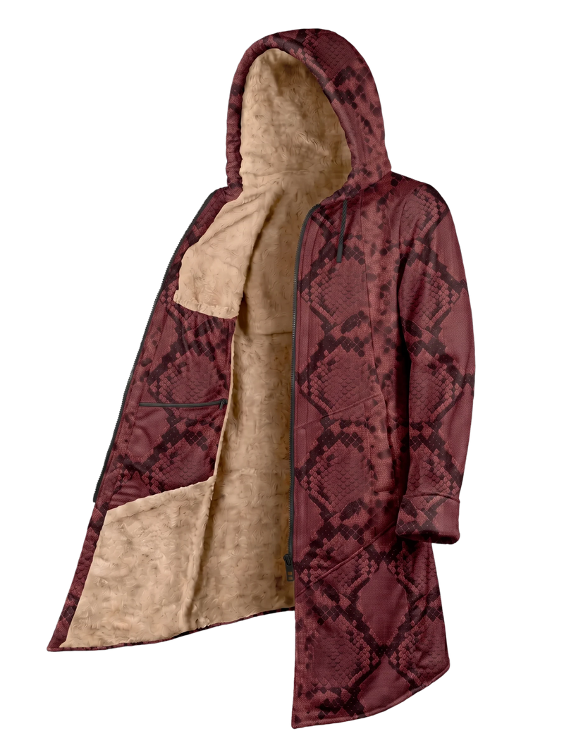 Red Snake Cyber Cloak Hooded pullover Electro Threads Long Sleeve XXS Black Sherpa