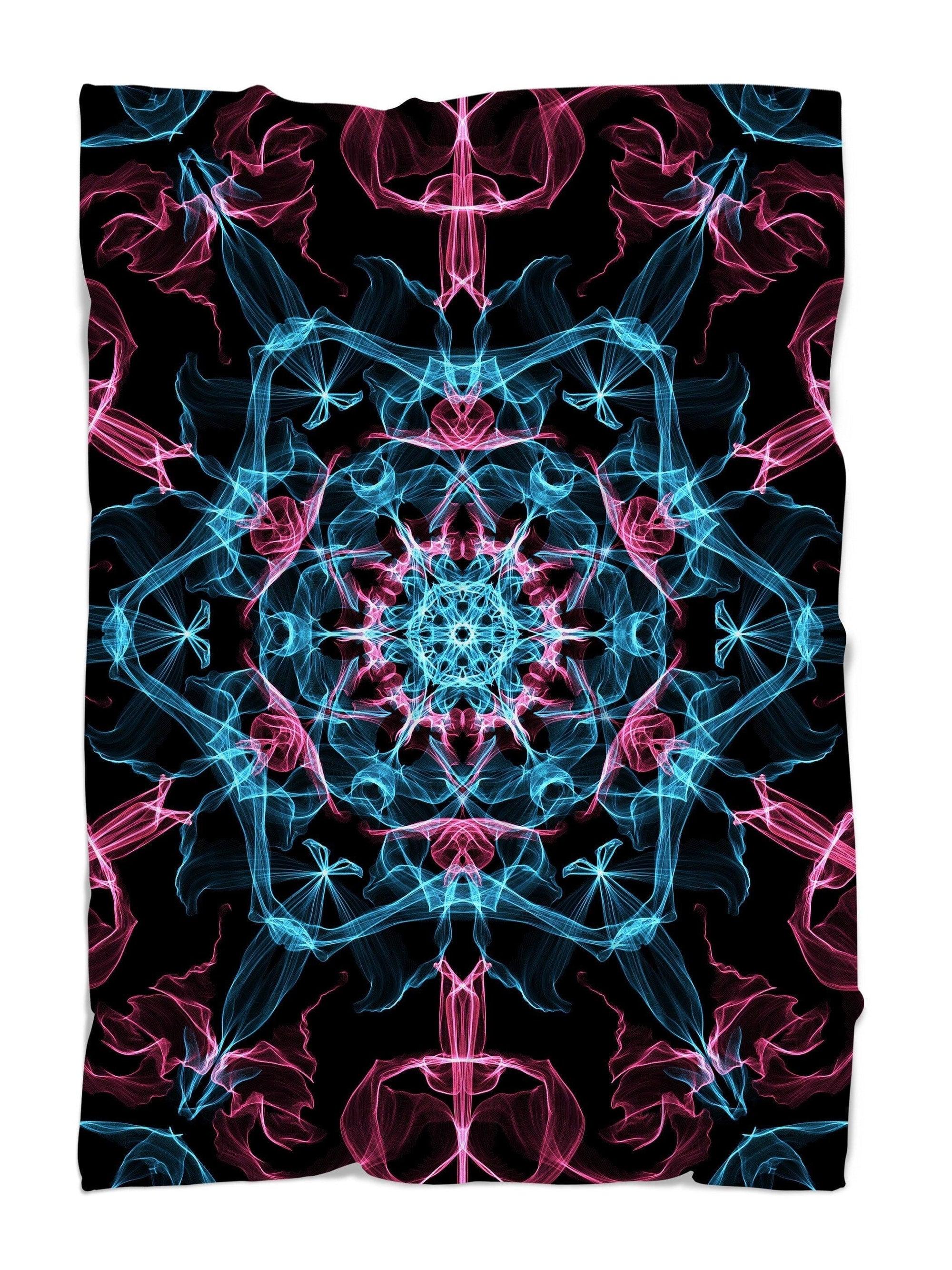 Smokey Blue Mandala Black Sherpa Blanket Blanket Electro Threads 