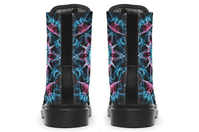 Smokey Blue Mandala Combat Boots Boots YWF