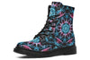 Smokey Blue Mandala Combat Boots Boots YWF