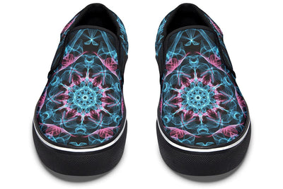 Smokey Blue Mandala Slip on Shoes Slipons YWF