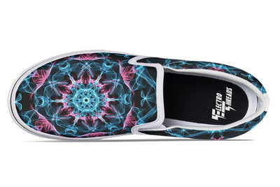 Smokey Blue Mandala Slip on Shoes Slipons YWF