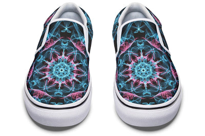 Smokey Blue Mandala Slip on Shoes Slipons YWF